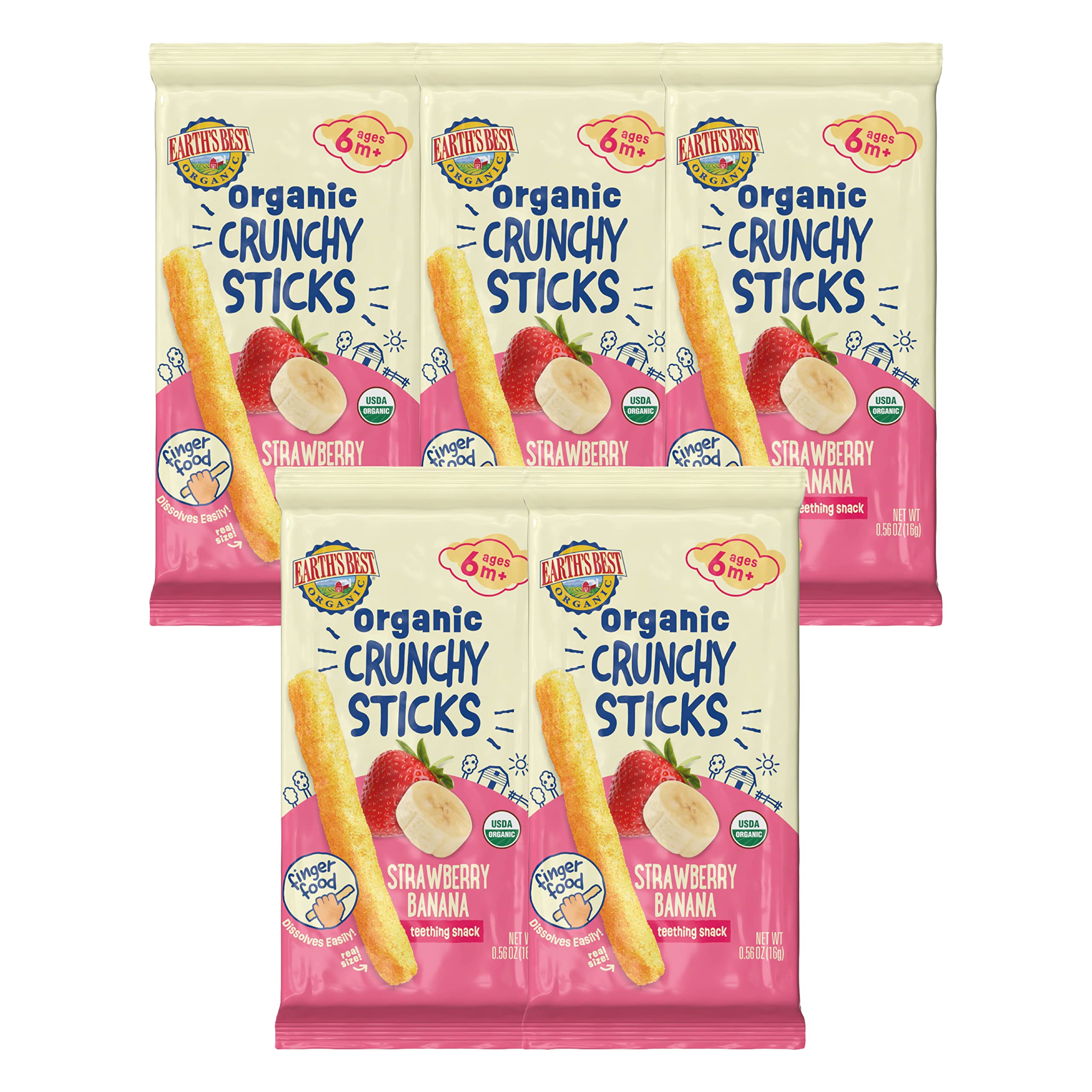 Earth's Best Organic Baby Food, Dissolvable Teething Snack for Babies 6 Months a