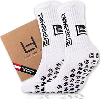 LHP Grip Socks for Men, Women & Children, 2 Pairs - Football Socks with Non-Slip Nubs & Compression - 3 Sizes 32-47 - Non-Slip Sports Socks for Football, Tennis, Handball & Running