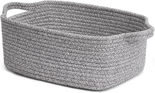 CHICVITA Small Woven Rope Gift Basket, Decorative Boo Basket, Grey | 13" x 10" x 5" Storage Baskets for Baby Shower &amp; Nursery Essentials, Fits Shelf &amp; Closet Organization, Built-In Handles