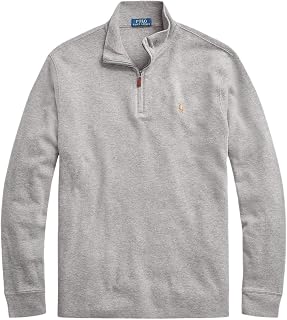 POLO RALPH LAUREN Mens Classic Estate-Rib Quarter-Zip Pullover Sweater (XL, MetalicGreySigPny)