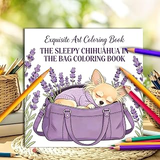 Dog Coloring Book for Adults, Cute Chihuahua Bagged Coloring Pages, 7.9 Inch Large Square Format Easy and Relaxing Adult Coloring Book Stress Relief for Men Women Dog Lovers 24 Thick Pages (Pink)
