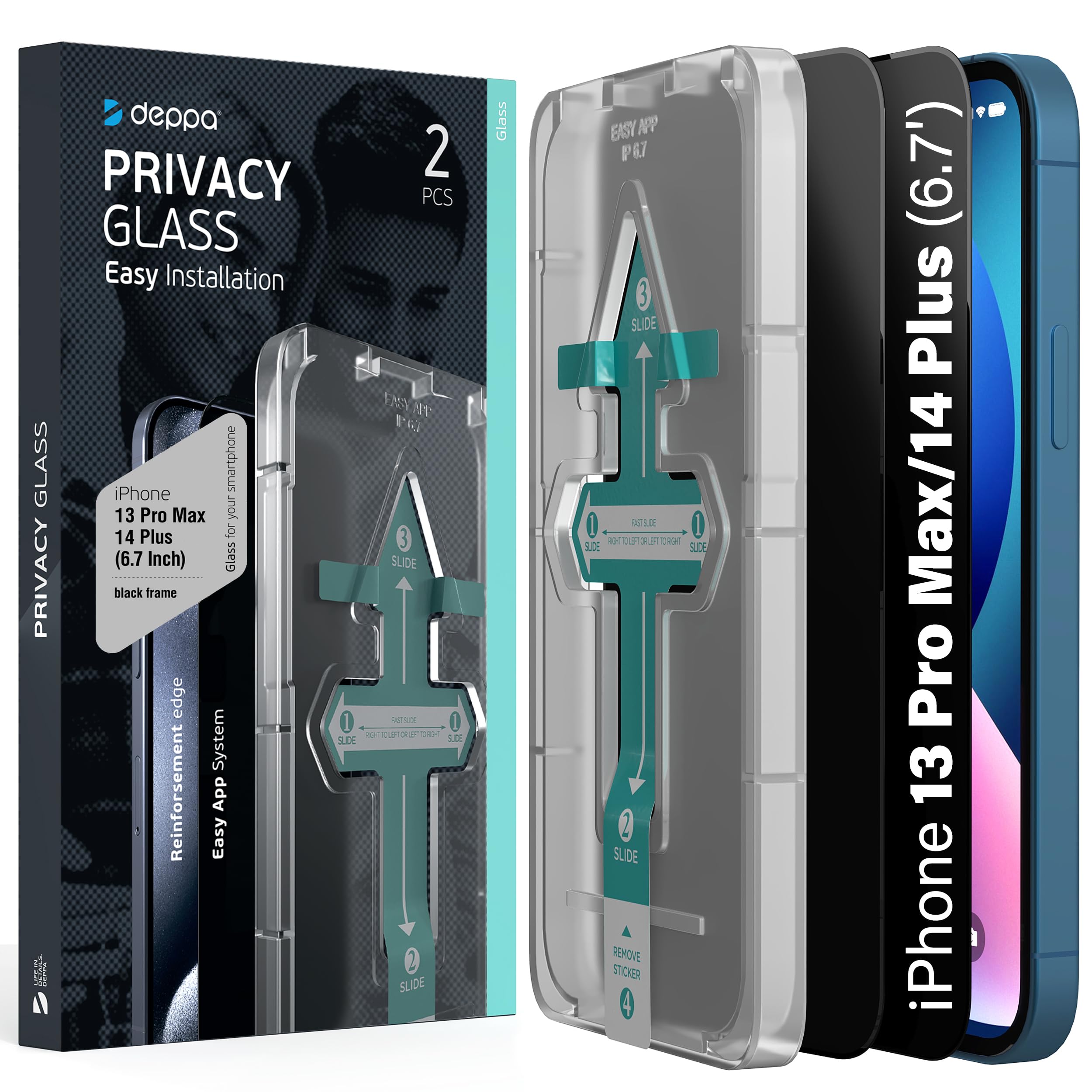 Deppa Privacy Tempered Glass for iPhone 13 Pro Max / 14 Plus [2 Pieces] – Ultra 