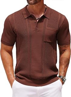 COOFANDY Knit Polo Shirts for Men Short Sleeve Textured Collared Polo Shirt