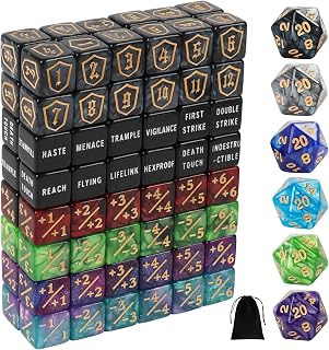 102 Pieces MTG Dice Counters Set Bulk Ability Keyword Tokens Shield Life Counters 6 Sided Dice for Magic The Gathering TCG Card Gaming Accessories (Set D)