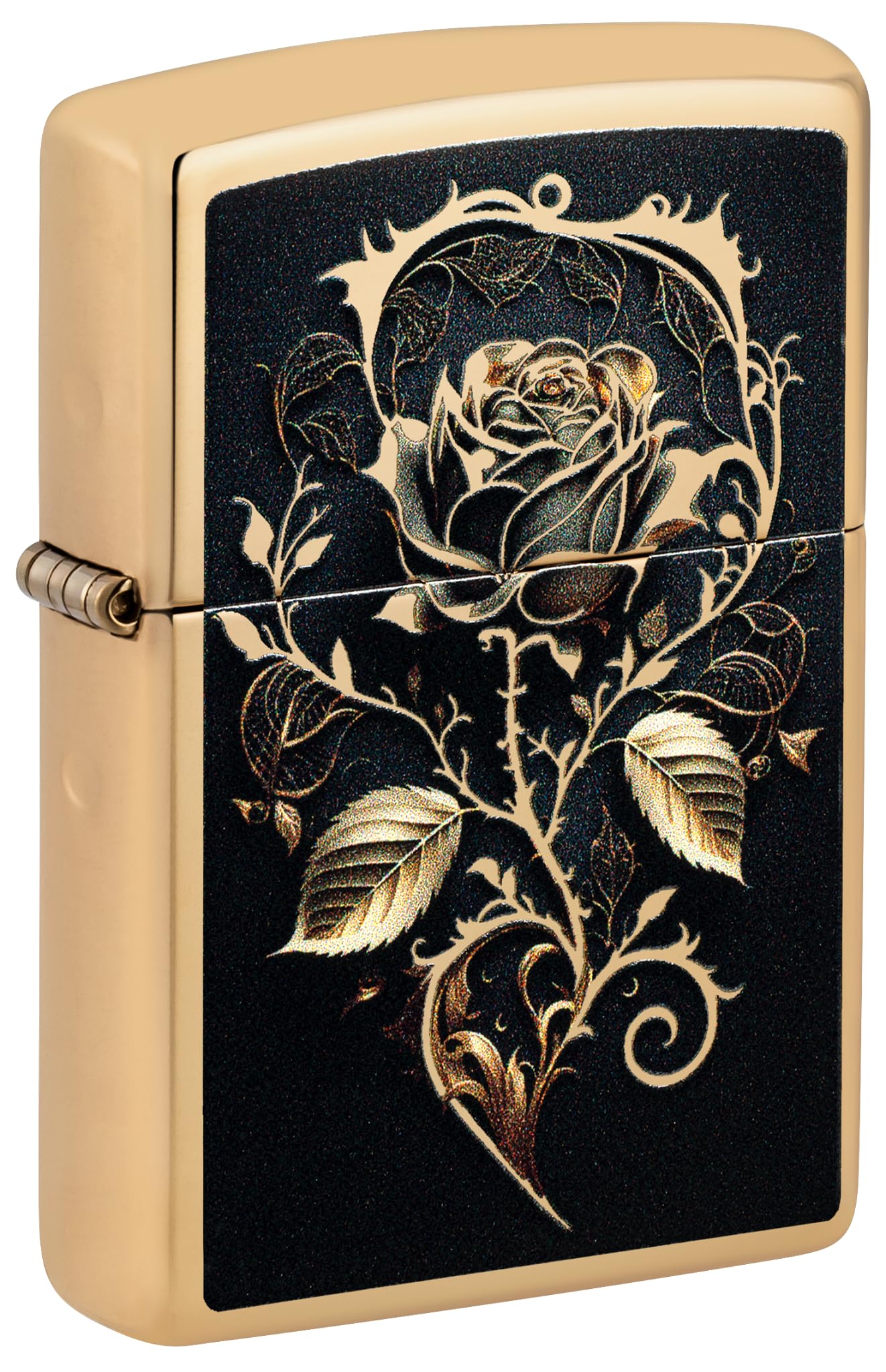 Zippo Windproof Lighter, Golden Rose, High Polish Brass, Colour Image, Refillabl