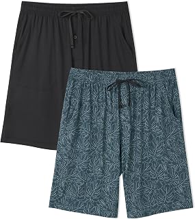 DAVID ARCHY Cloud-Soft Mens Pajama Shorts, 2 Pack Sleep Shorts