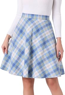 Allegra K Women's Plaids Vintage Tartan Elastic Waist Short A-Line Skirt