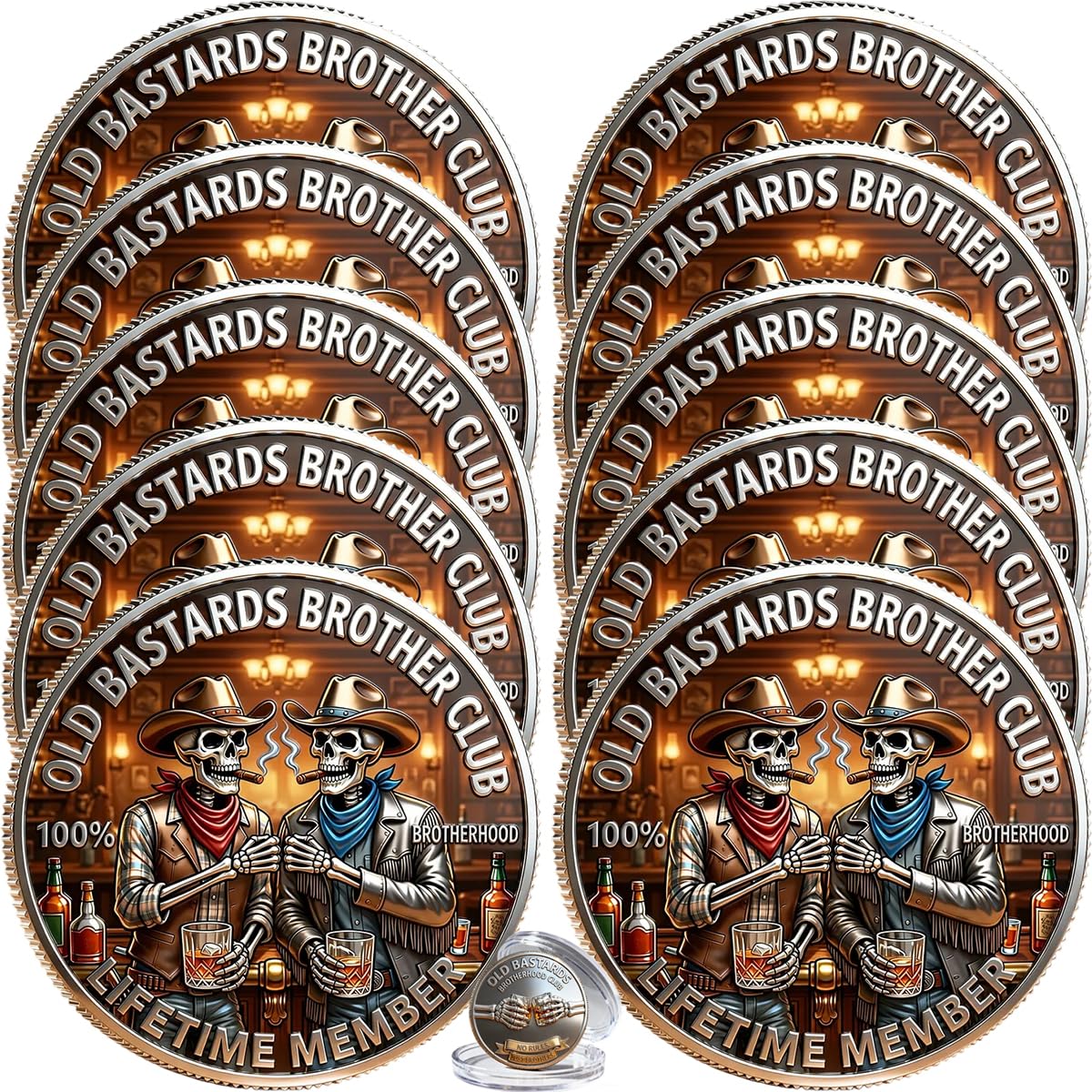 Old Bastards Brotherhood Coin, Funny Old Bastards Brother Club Challenge Coin fo