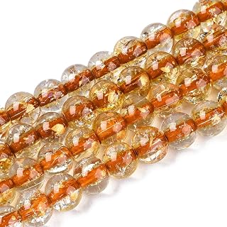100pcs Clear Crackle Glass Beads with Gold Foil Round Decorative Spacer Beads for Jewelry Making DIY Crafts Supplies 8~8.5 Chocolate
