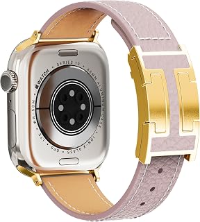 Magnetic Leather Strap Compatible with Apple Watch Ultra Band 49mm 46mm 45mm 44mm 42mm 41mm 40mm 38mm Replacement Strap for Women Men iWatch Ultra 2/Ultra/SE/Series