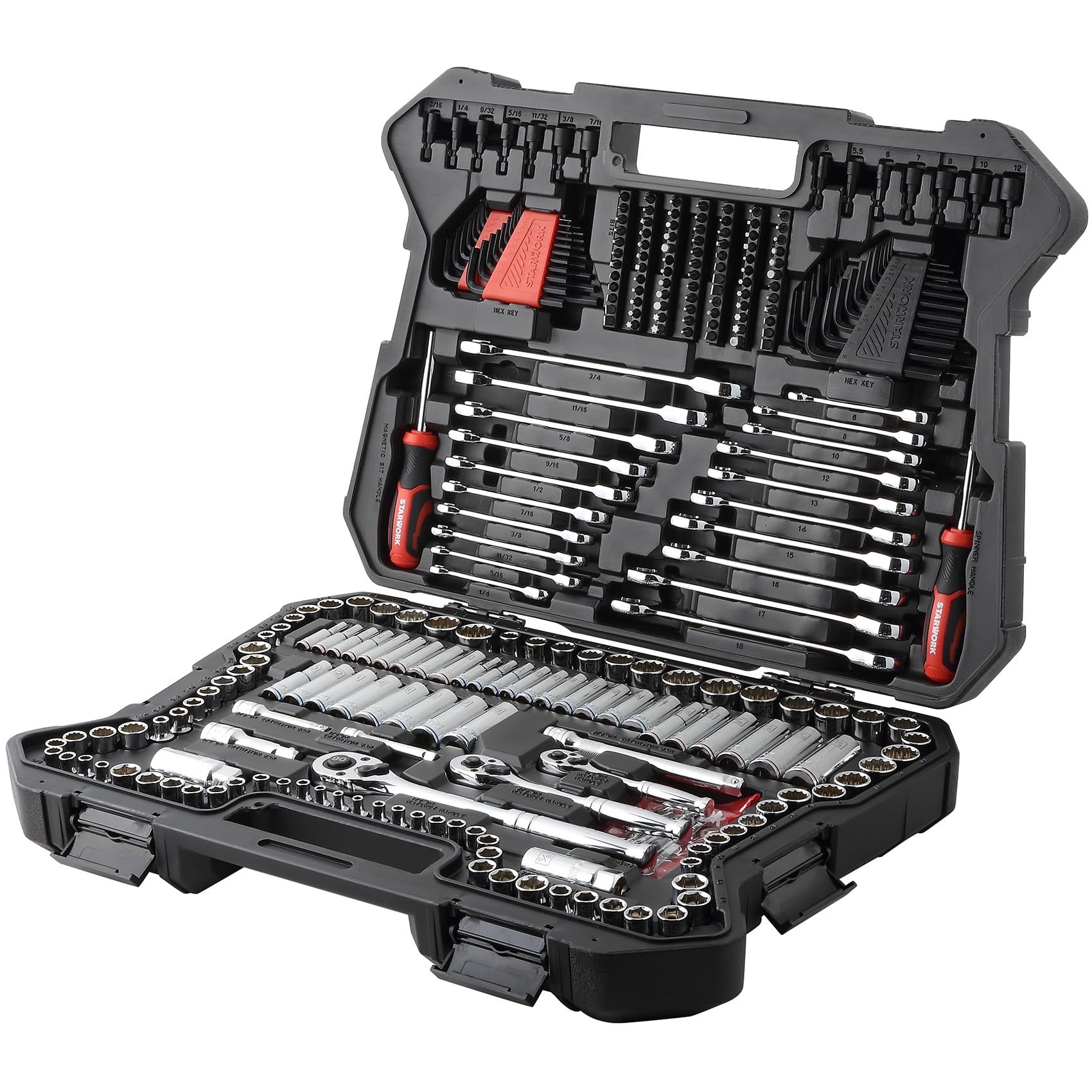 STARWORK TRUE MECHANIC 303-Piece Mechanics Tool Set and Socket Set, 1/4", 3/8", 