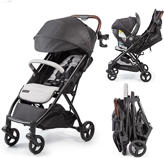 Ingenuity 3Dquickclose CS+ Compact Travel Stroller with Canopy & Storage | Oversized Canopy for Sun Protection, Quick Fold, Car Seat Compatible, 5-Point Harness, Extra-Large Storage Basket, 6M-50 lbs