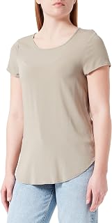 VERO MODA VMBECCA Basic Short Sleeve T-Shirt with Round Neck for Women Solid Long Top