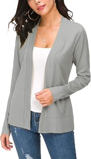EXCHIC Women's Casual Long Sleeves V-Neck Open Front Knit Cardigan