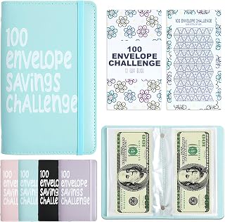 100 Envelopes Money Saving Challenge Book, No Folded Money Saving Binder | Keep Money Neat and Flat, Easy and Fun Way to Save $10,000 or $5,050 with Family, Friends, Bestie, Good Habit of Saving Money