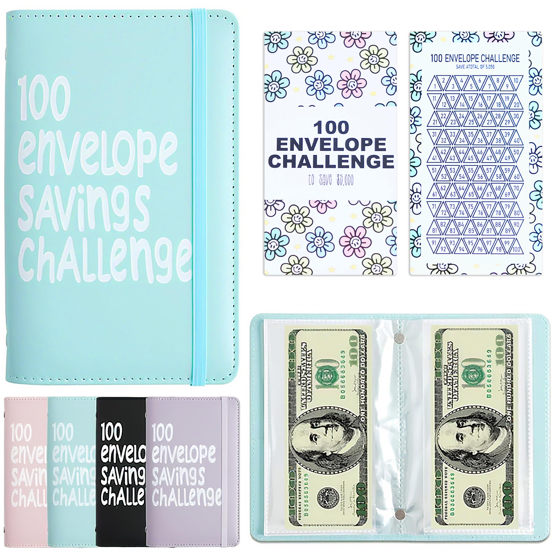 100 Envelopes Money Saving Challenge Book, No Folded Money Saving Binder | Keep 