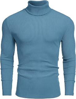 COOFANDY Men's Ribbed Turtleneck Sweater Casual Basic Long Sleeve Knitted Pullover Sweater