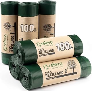Relevo 100L Bin Bags – Made from 100% Recycled Material. Extra Large Bin Bags. Dimensions: 85 cm x 105 cm. Includes 60 Bin Liners 100L