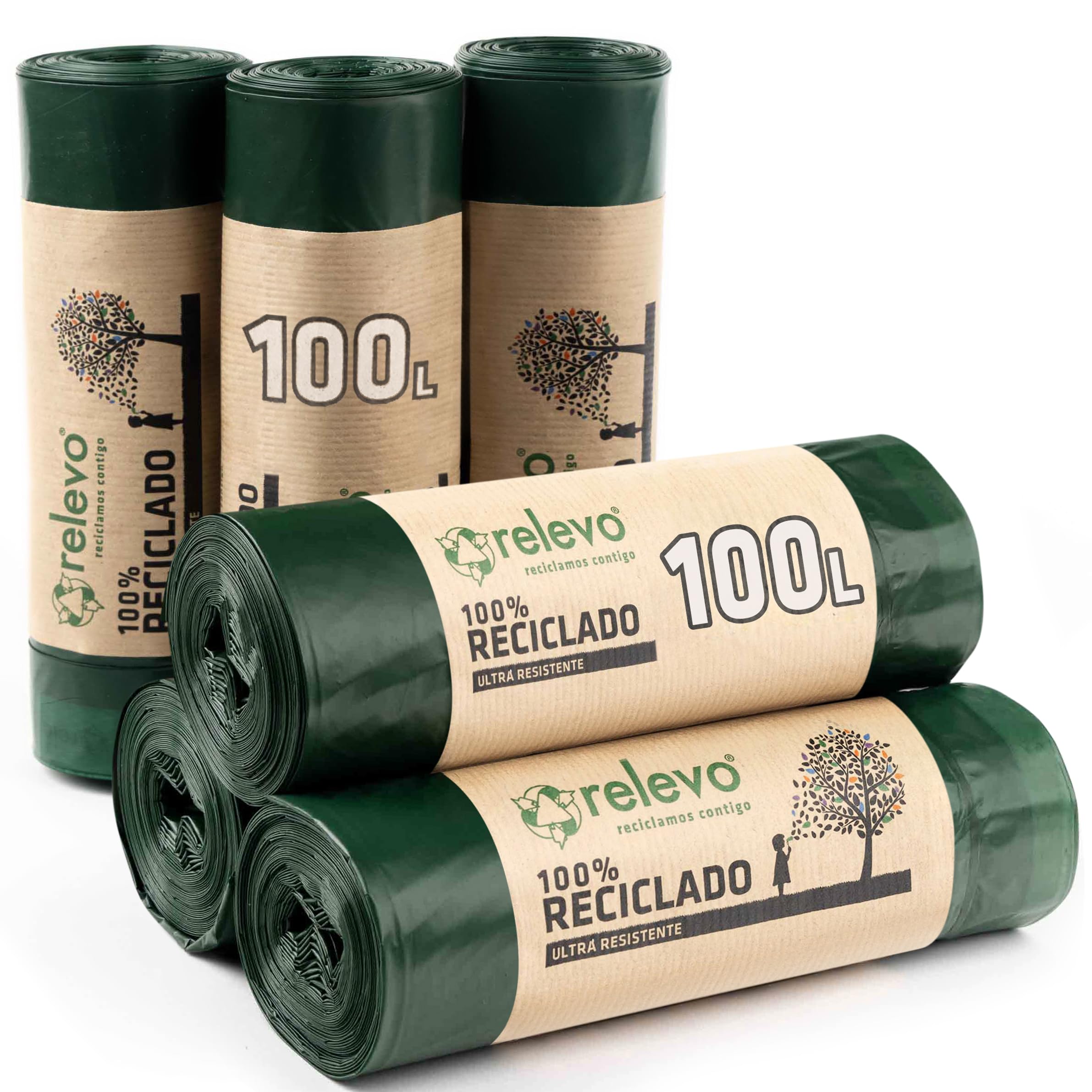 Relevo 100L Bin Bags – Made from 100% Recycled Material. Extra Large Bin Bags. D