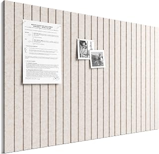 Bumusty 36"x 24" Large Felt Bulletin Board Tiles, Oatmeal | 6-pack Fine Stripe Cork Board Alternative, Wall Decor, 30 Pushpins, 30 Adhesive Tabs, Vision Board, Office, Classroom, Home
