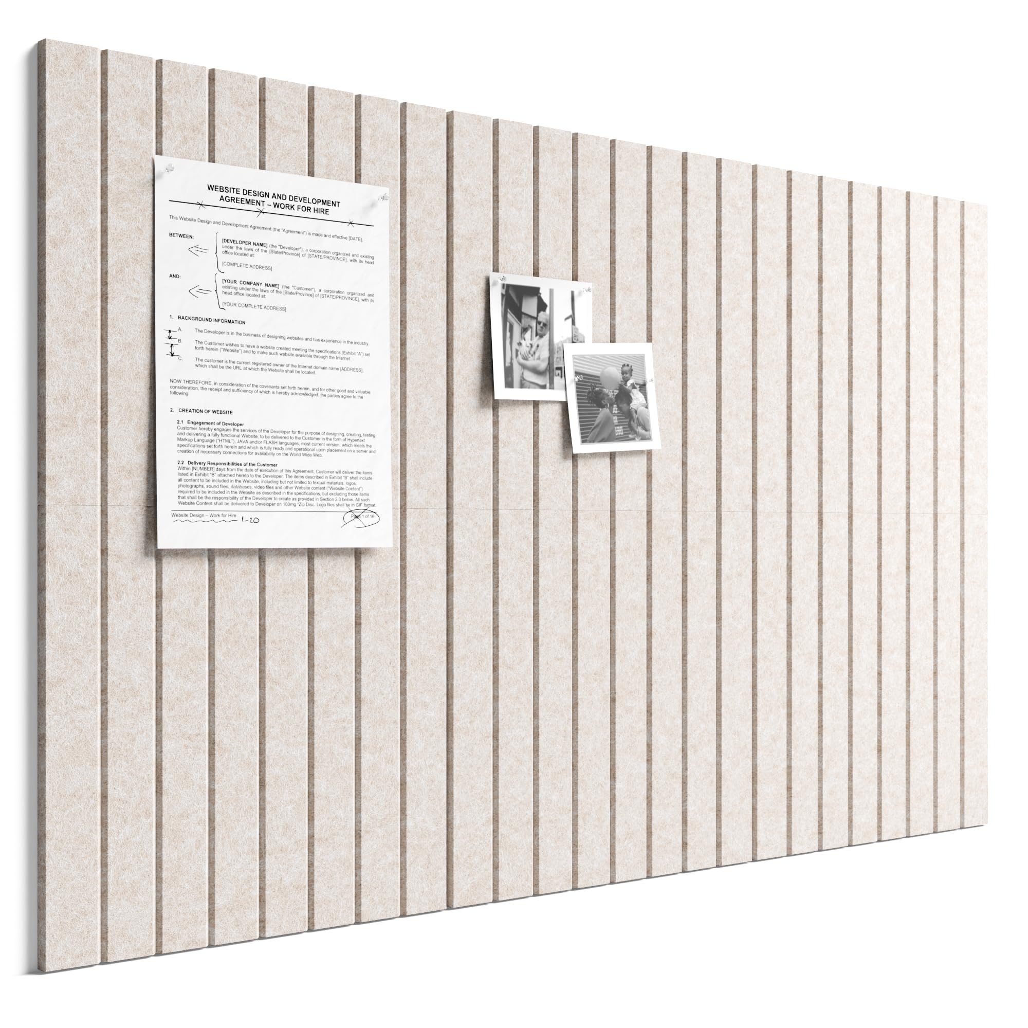 Bumusty 36"x 24" Large Felt Bulletin Board Tiles, Oatmeal | 6-pack Fine Stripe C