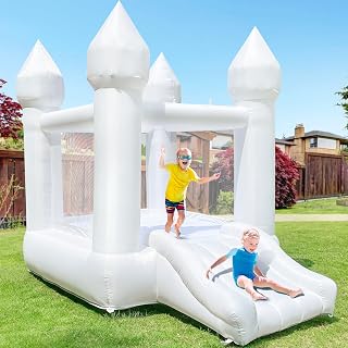 iLink-outer White Bounce House Without Air Blower Indoor Outdoor Bouncy Castle for Kids 2-8 Oxford Toddler Bounce House with Slide,103 x 71 x 90 inch,Kid Birthday Party Gifts（NO Include Air Blower）