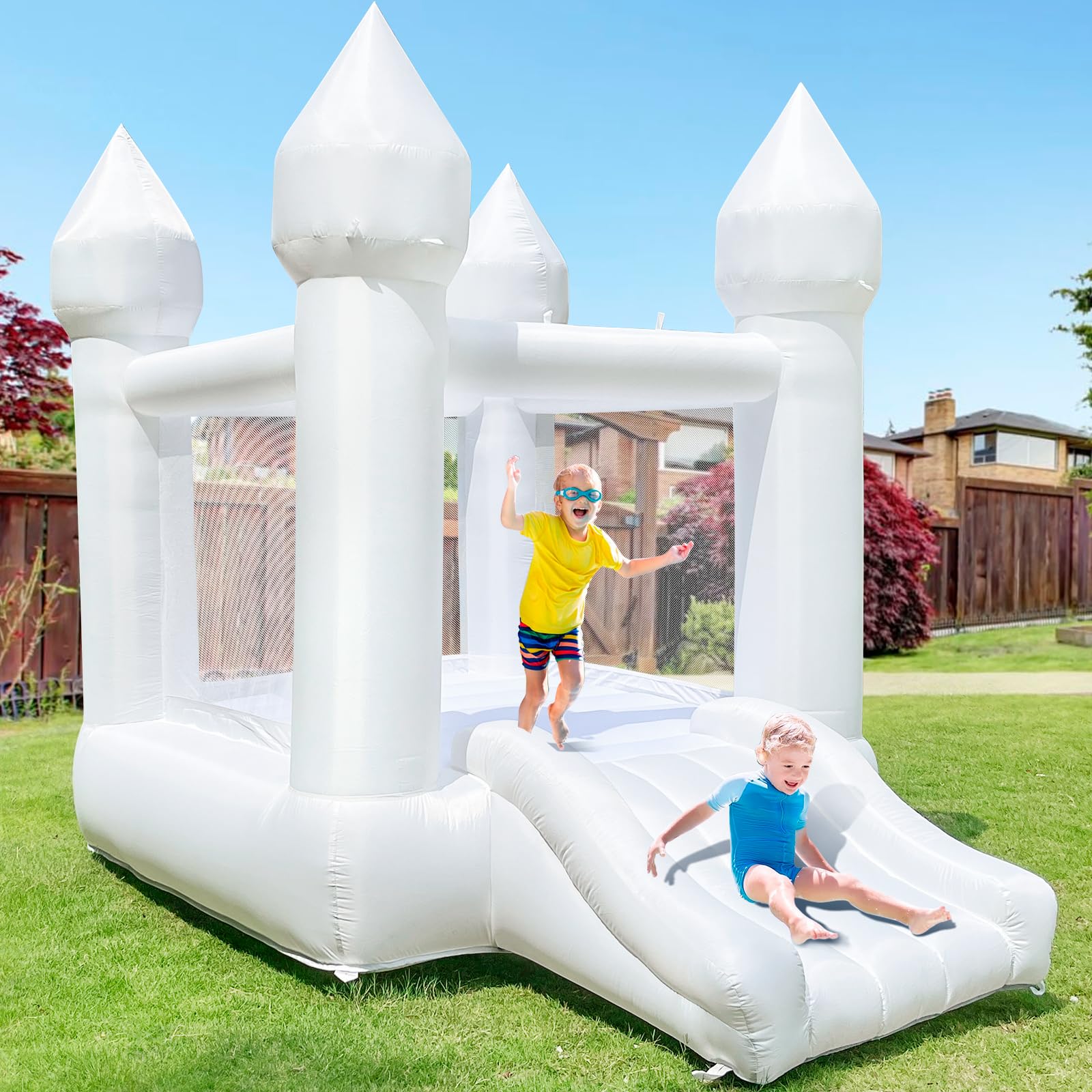 iLink-outer White Bounce House Without Air Blower Indoor Outdoor Bouncy Castle f
