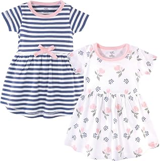 Touched by Nature Baby Girls Organic Cotton Short-Sleeve and Long-Sleeve Dresses Casual Dress, Rose Berries Short Sleeve, 2T US