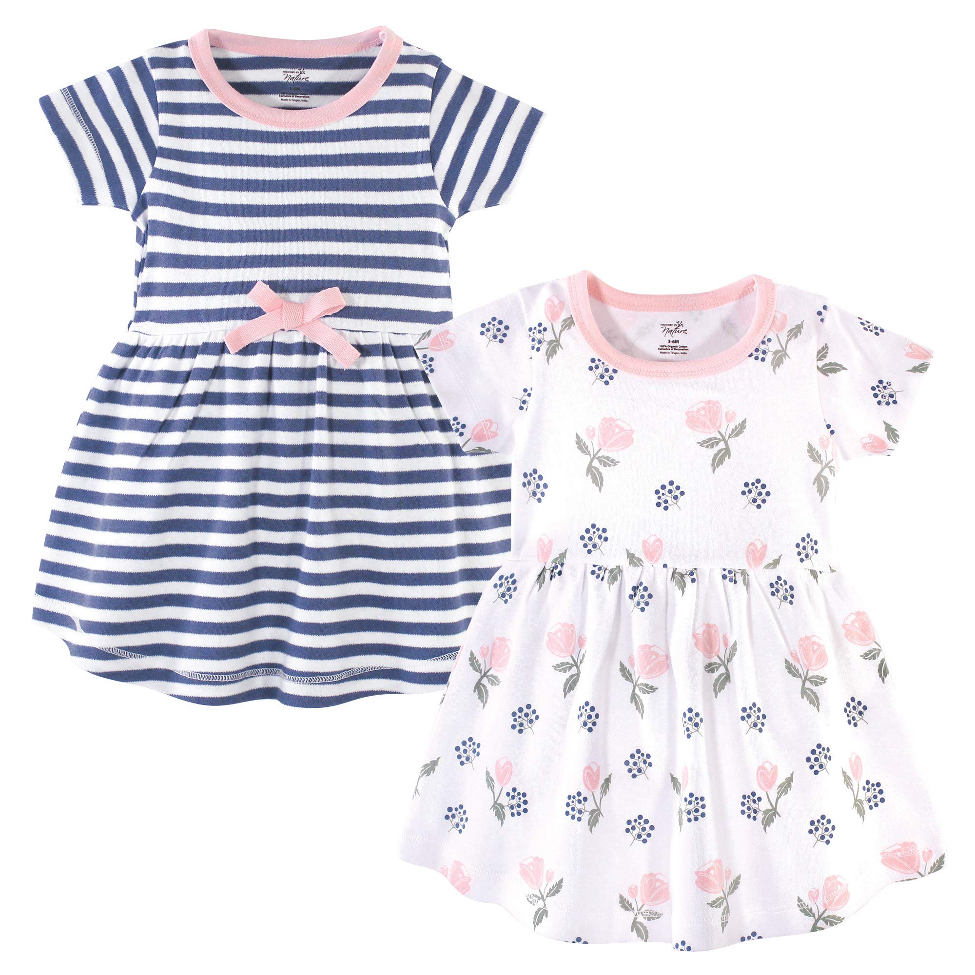 Touched by Nature Baby Girls Organic Cotton Short-Sleeve and Long-Sleeve Dresses