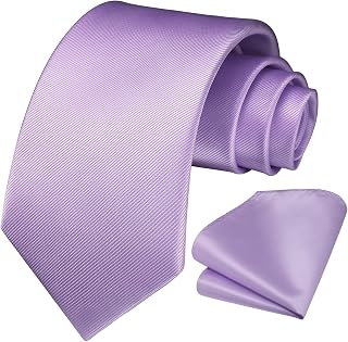Enlision Men's Tie Solid Colour and Handkerchief Elegant Classic Tie Set for Wedding Party – Multiple Colour
