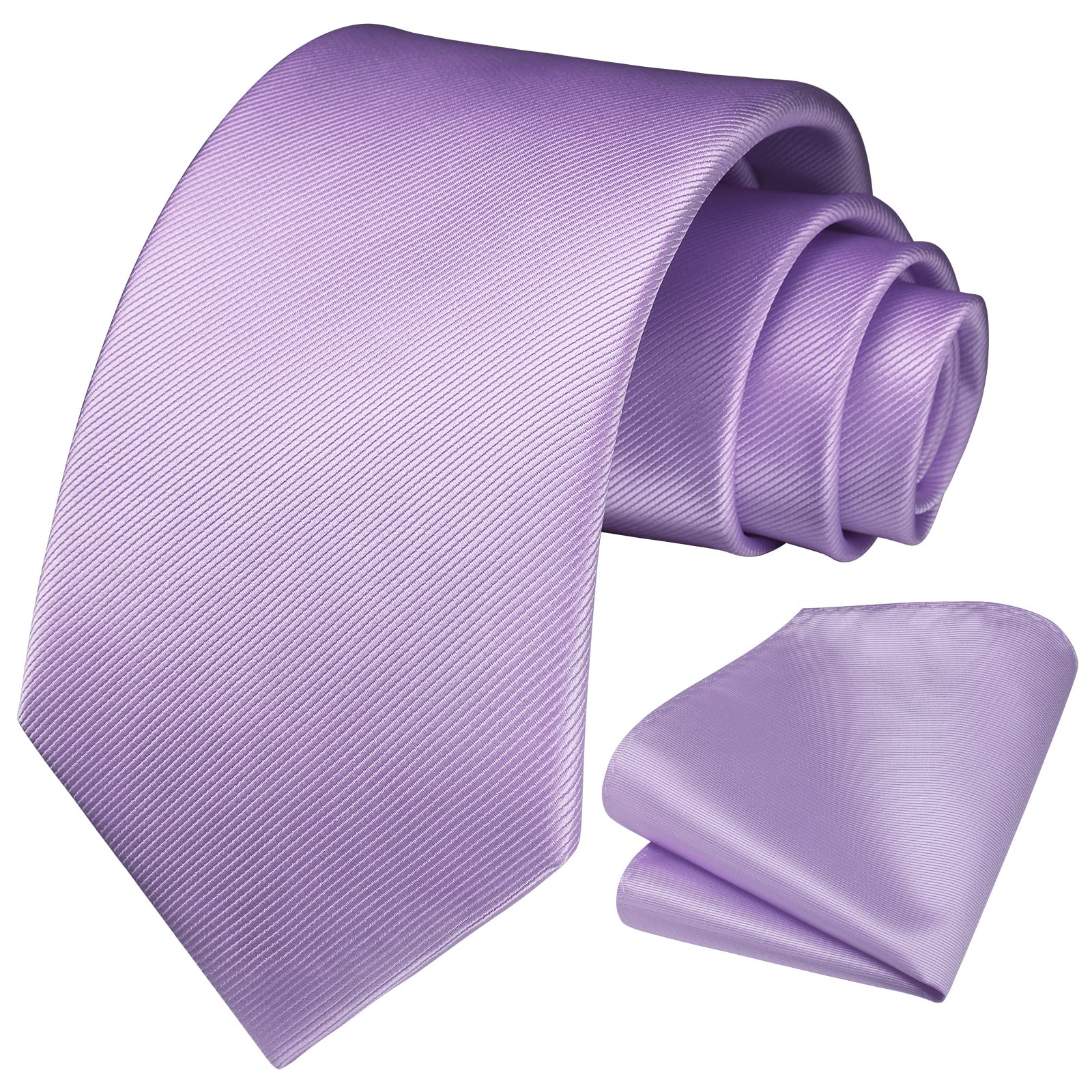 Enlision Men's Tie Solid Colour and Handkerchief Elegant Classic Tie Set for Wed