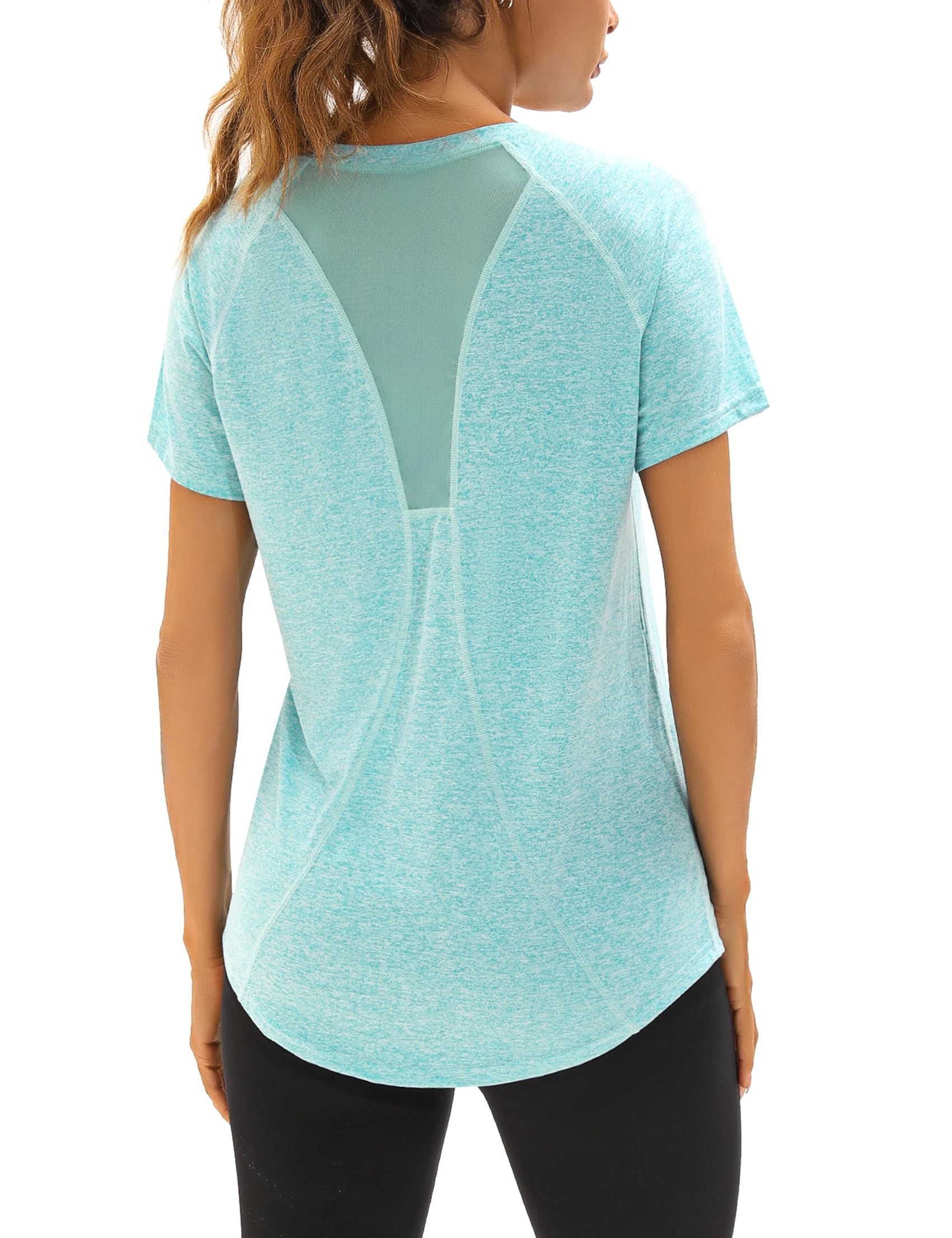 UV Sports Shirt Women's Short Sleeve V-Neck Summer T-Shirts Mesh