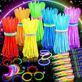 HONLYNE 500 Pack Glow Sticks Party Favors Bulk, 8" Glow in the Dark Party Supplies, Party Favors for Kids 8-12, Neon Glow Stick Bracelets & Necklaces for Raves, Halloween, Christmas, Birthdays