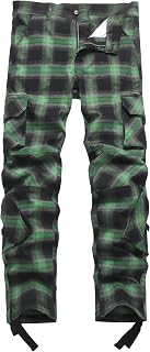 NOVOCCT Pantaloni cargo da uomo in tartan elasticizzati vestibilità comoda