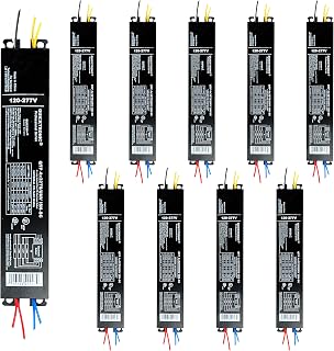 OHLECTRIC 10 Pack 4 Lamp T8 Ballast, Replacement for ICN-4P32-N, 120-277V | Instant start electronic, runs 3 or 4 F32T8 tubes, UL listed, 0.99 power factor, sound rated A, 9.5 inch case