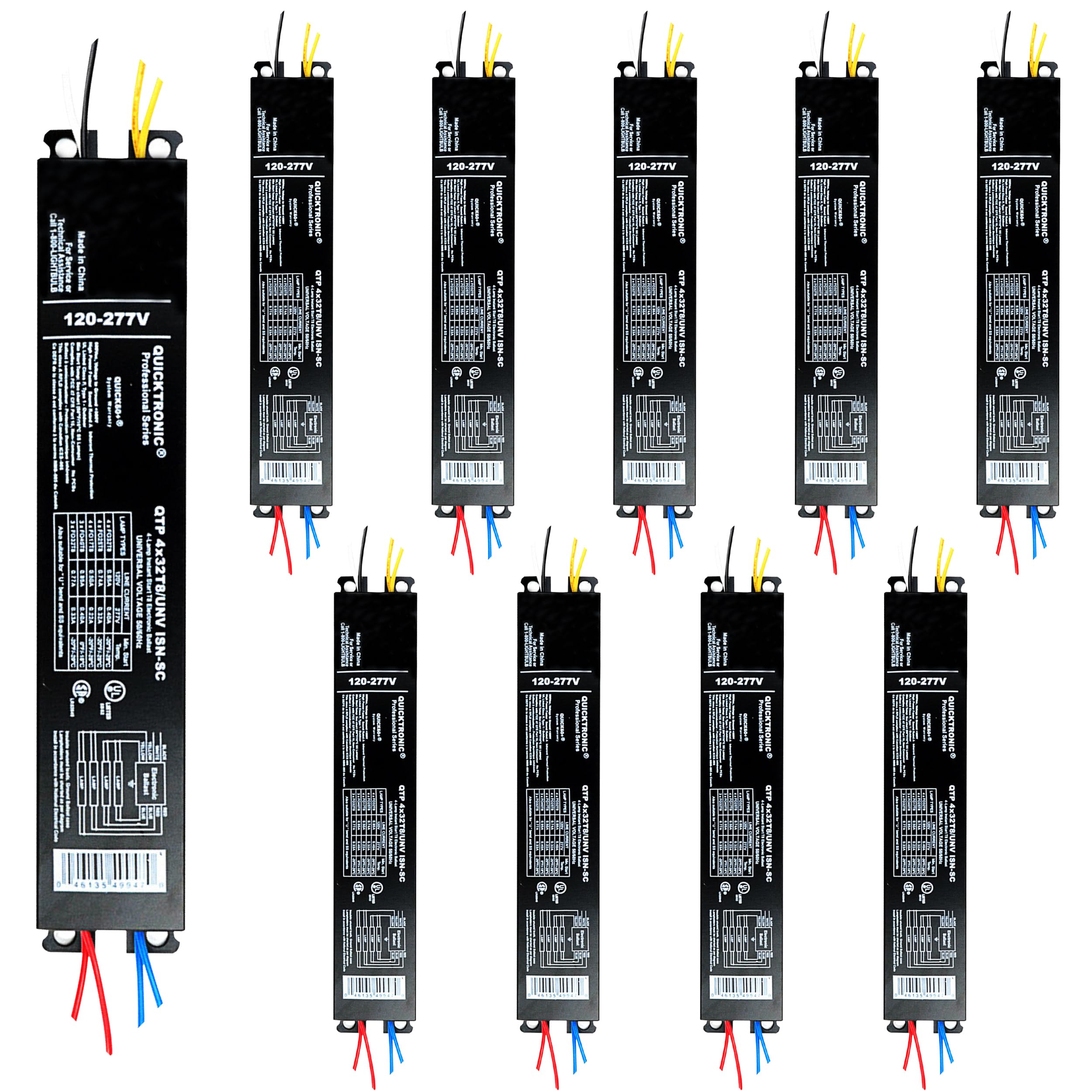 OHLECTRIC 10 Pack 4 Lamp T8 Ballast, Replacement for ICN-4P32-N, 120-277V | Inst
