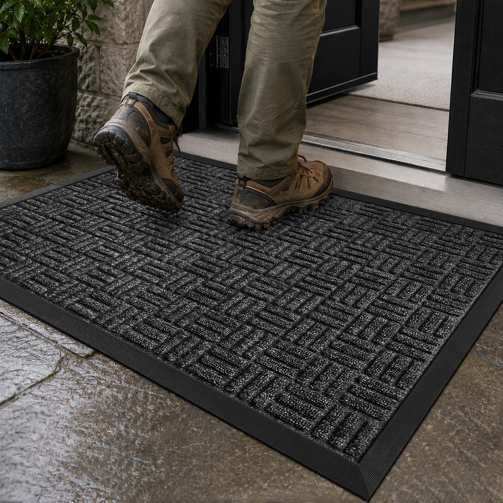 Mibao Front Door Mat Outdoor Entrance, 29.5" x 17" Heavy Duty Welcome Mat for Ou