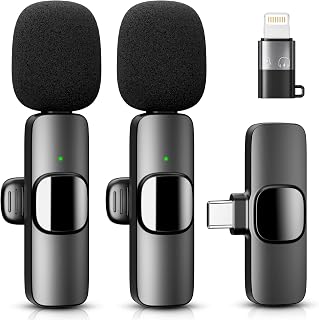 YRF Lavalier Wireless Microphone for iPhone Android iPad, Mini Microphone, 65FT Range, Wireless Microphone for Video Recording, Streaming, Podcast, Vlogging, Youtube, Tiktok