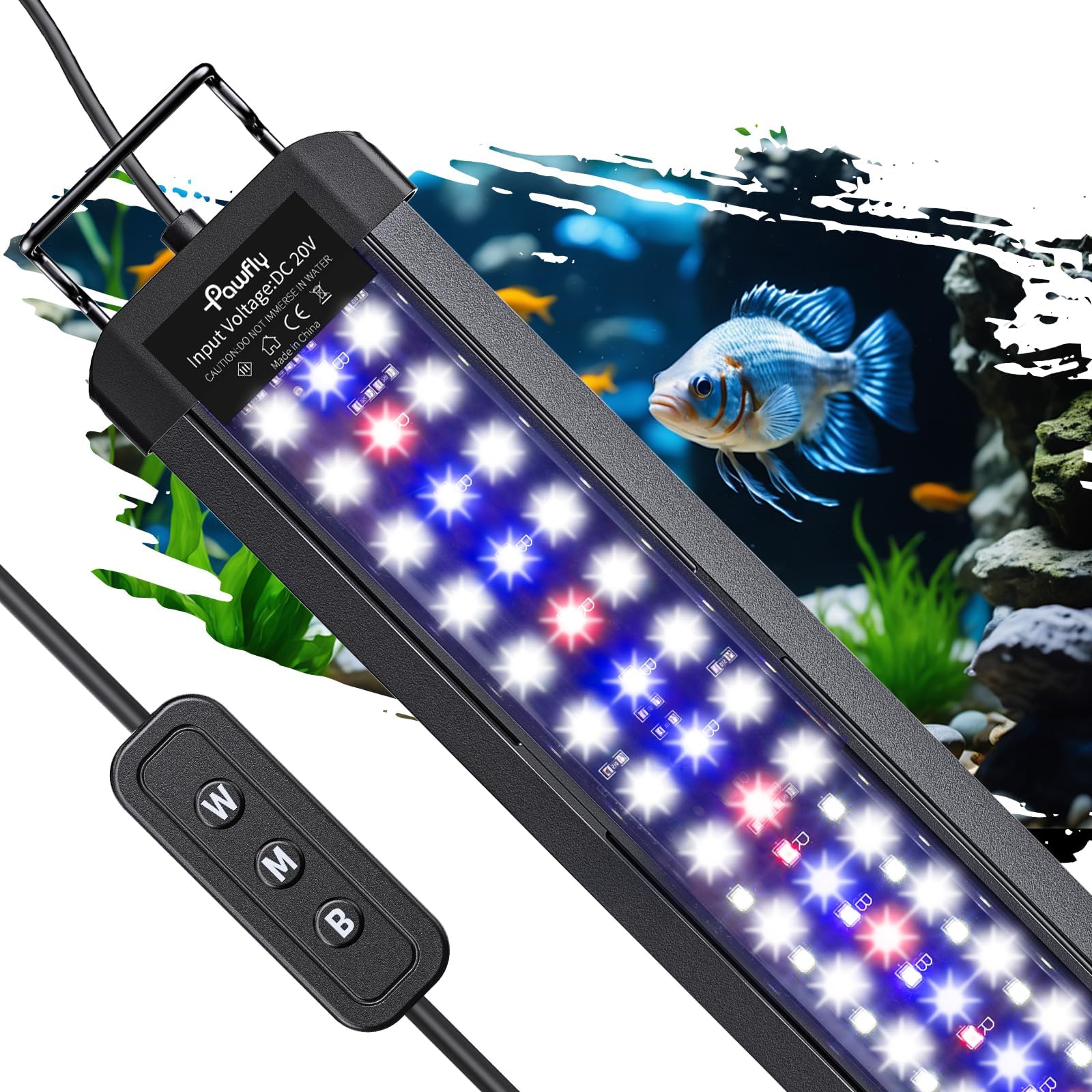 Pawfly Aquarium Light for Plants, 11 W Fish Tank Light, Full Spectrum Aquarium L