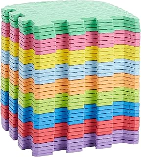 Amazon Basics Kids Puzzle Exercise Interlocking Play Mat, EVA Foam - 36 Tiles, 12" x 12", 54 Borders