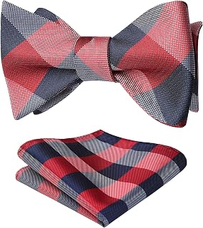 Bow Ties for Men Check Plaid Self Tie Bow Tie and Pocket Square Bowtie Formal Tuxedo Wedding Bowties Handkerchief Set
