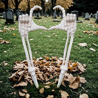 Seasons Halloween Skeleton Stakes Decorations, Love Pose 2 Piece Hands Arms | with Lawn Stakes for Outdoor Yard Garden Graveyard Haunted House Decor