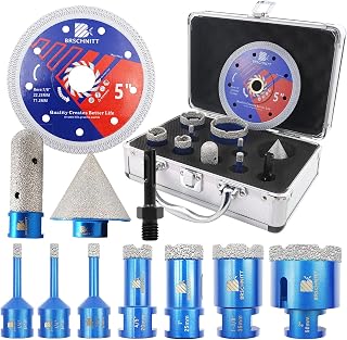 Diamond Core Drill Bit Set - Tile Hole Saw for Porcelain Tile Ceramic Marble Granite Drilling&4/5"& 2" Diamond Chamfer Finger Bit&Adapter & 5" Saw Blade