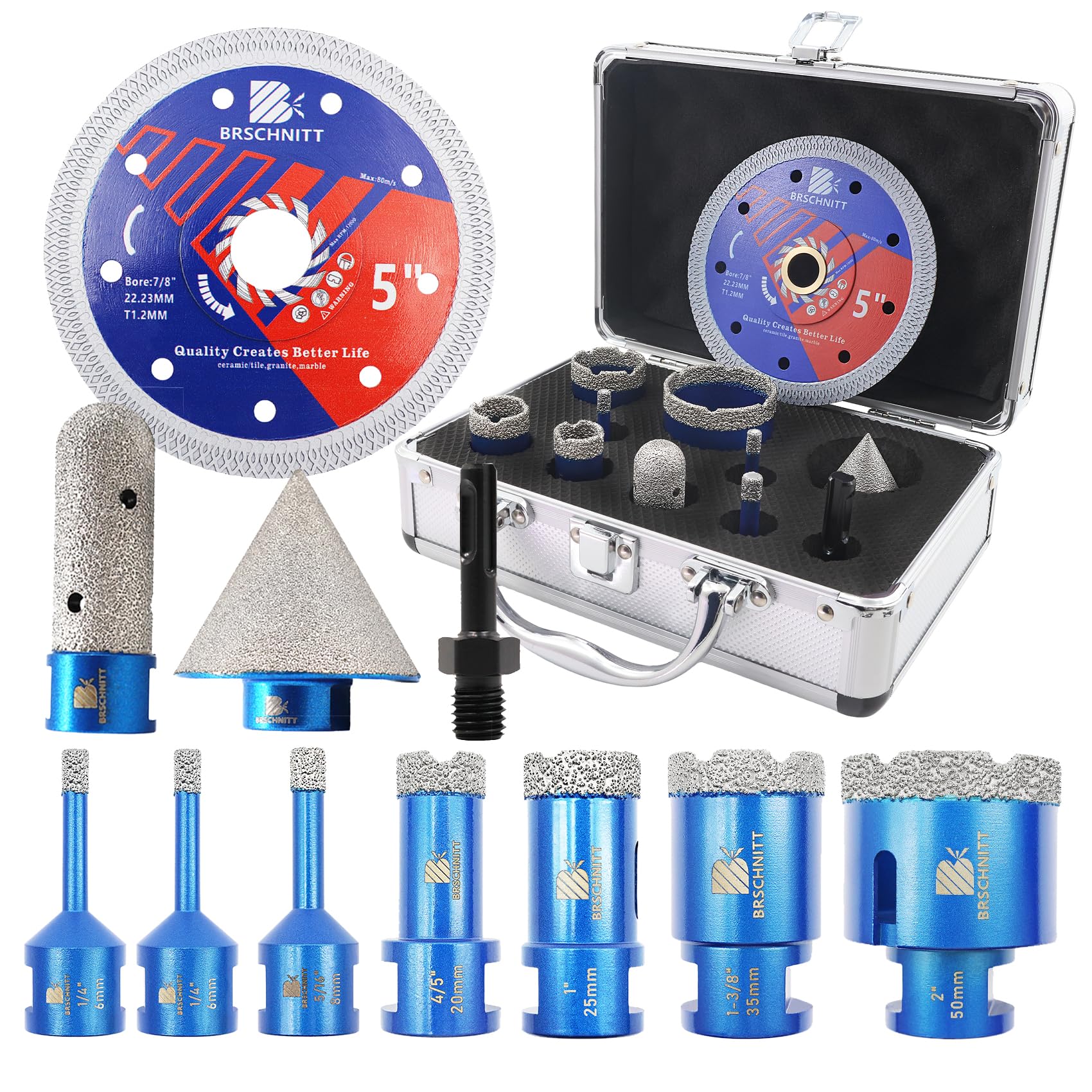 Diamond Core Drill Bit Set - Tile Hole Saw for Porcelain Tile Ceramic Marble Gra