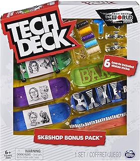TECH DECK, Sk8shop Fingerboard Bonus Pack, Collectible and Customizable Mini Skateboards (Styles May Vary)