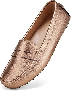 BEAUSEEN Women's Genuine Leather Penny Loafers Classic Driving Moccasins Casual Slip On Comfort Women Loafer Shoes