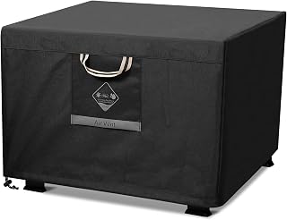 QH.HOME Fire Pit Cover Square 32", 600D Heavy Duty Fabric 100% Waterproof | Fits 29/30/31/32 Inch Outdoor Propane/Gas Fire Pit Table,Fade & Tear resistant Fireplace Cover,with Drawstring for Windproof