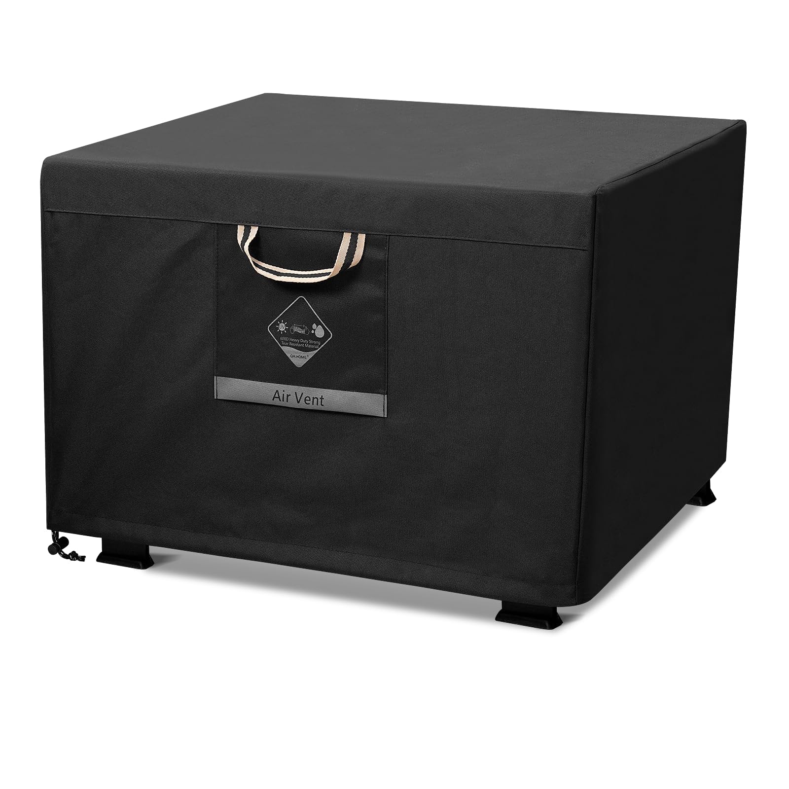 QH.HOME Fire Pit Cover Square 32", 600D Heavy Duty Fabric 100% Waterproof | Fits