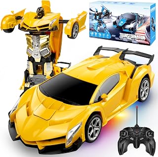 Micieycle Remote Control Car, RC Car Transforming Robot for Kids 1:18 Scale, Birthday Presents, Toys for 3 4 5 6 7 8 9 10 Year Old Boys Girls Kids (yellow)