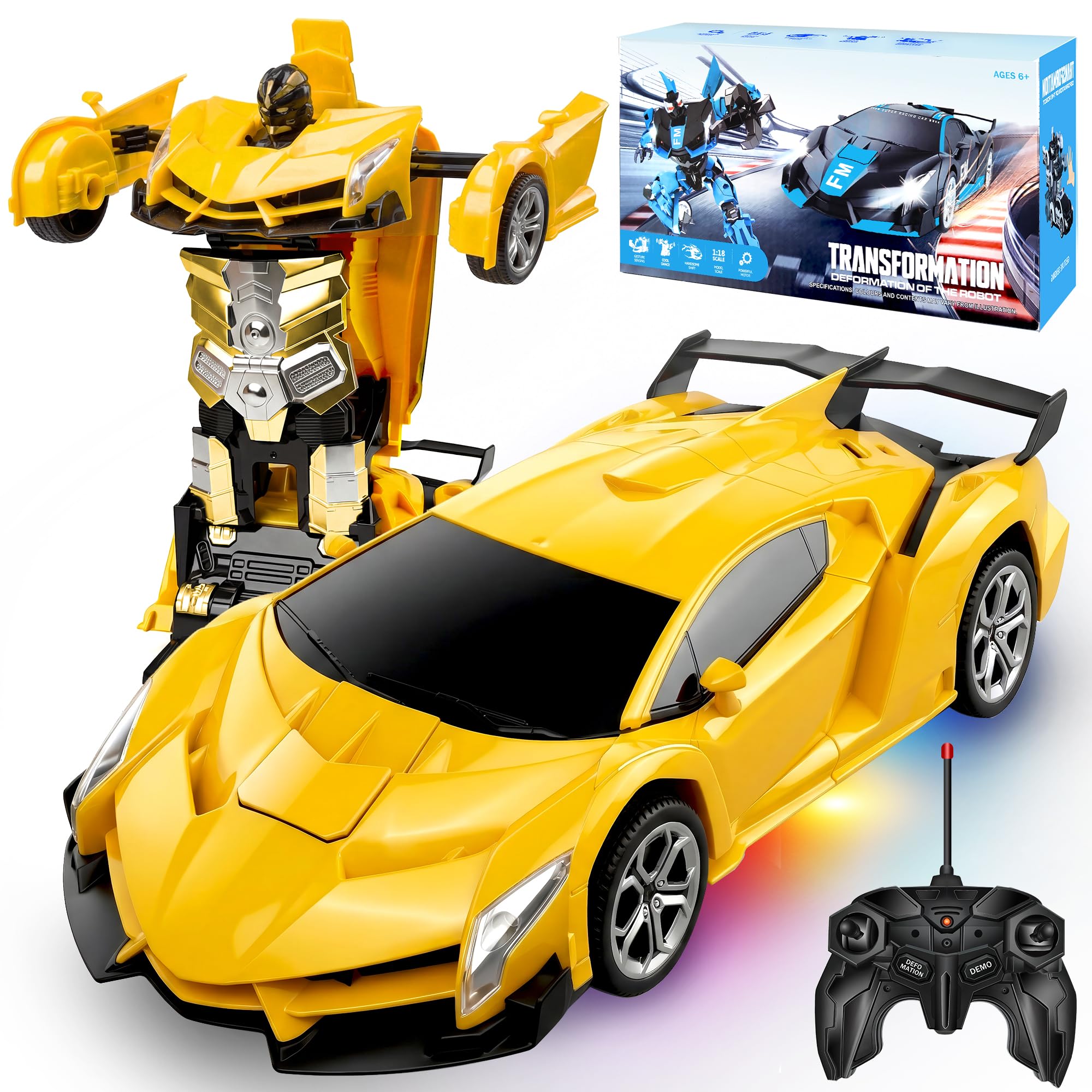 Micieycle Remote Control Car, RC Car Transforming Robot for Kids 1:18 Scale, Bir